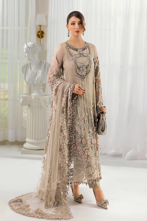 MARIA-B Embroidered Chiffon Suit